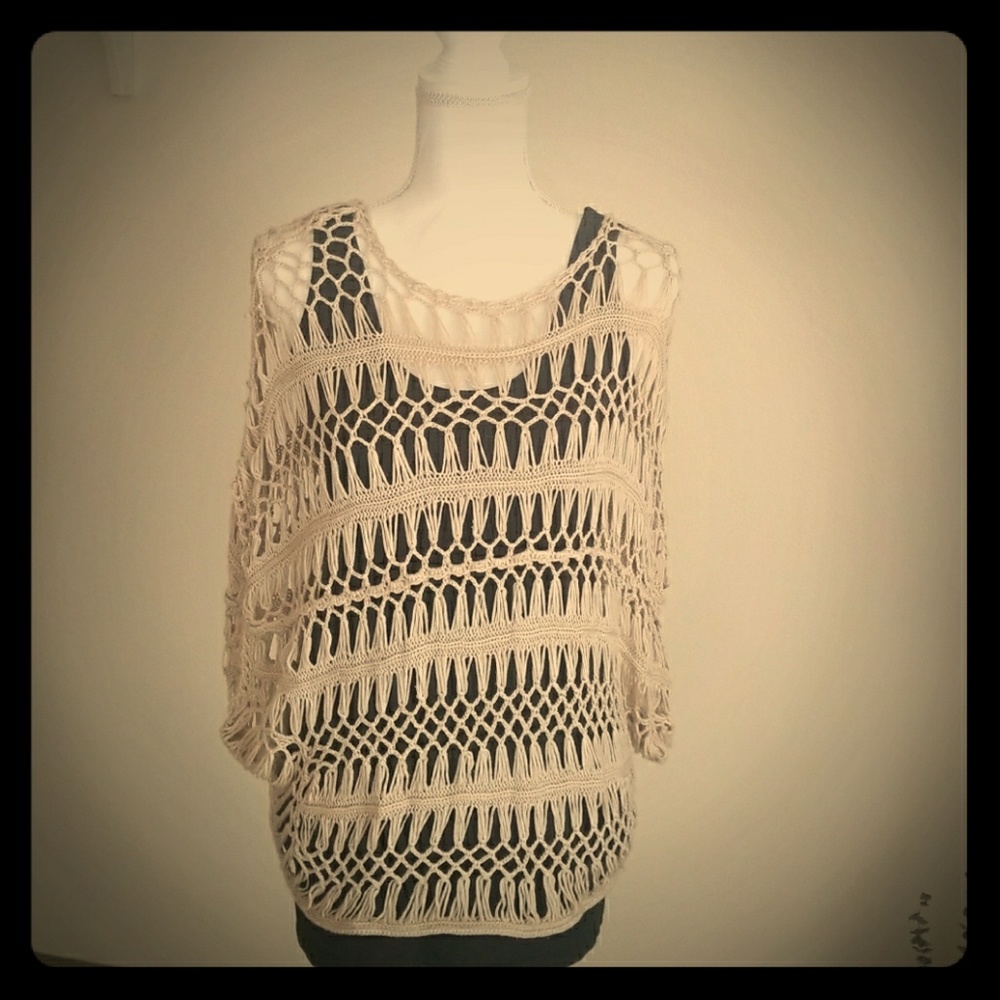 Cream open knit pullover